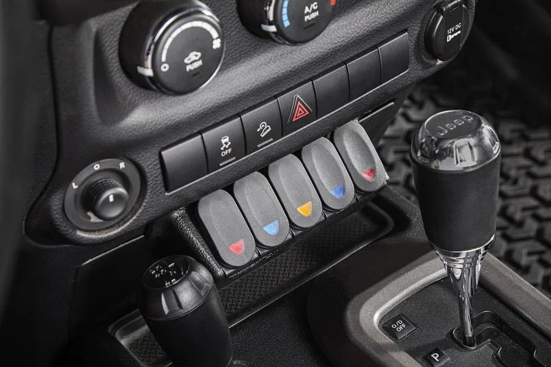 Rugged Ridge Lower Console Switch Panel 11-18 Jeep Wrangler JK/JKU - Back View