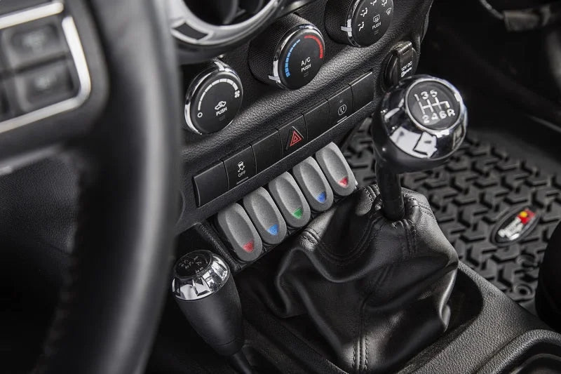 Rugged Ridge Lower Console Switch Panel 11-18 Jeep Wrangler JK/JKU - Installation View
