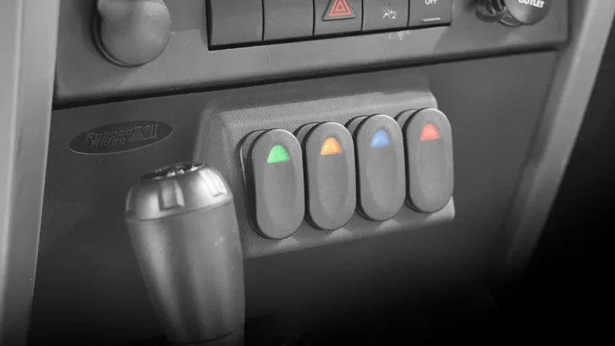 Rugged Ridge Lower Switch Panel Kit 07-10 Jeep Wrangler JK - Side View
