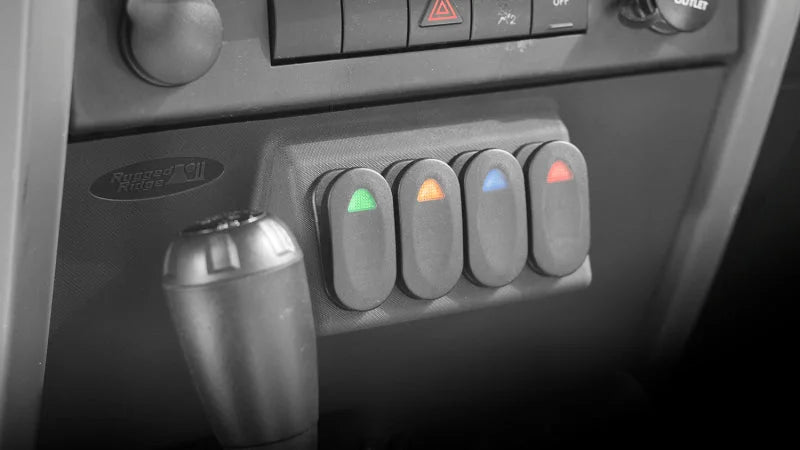 Rugged Ridge Lower Switch Panel Kit 07-10 Jeep Wrangler JK - Side View