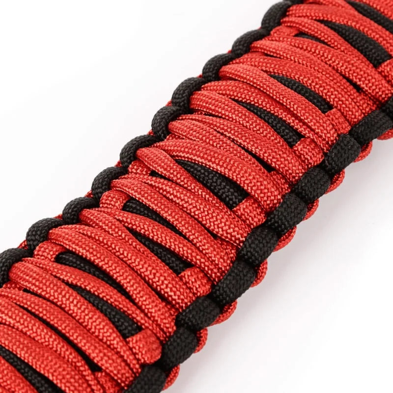 Rugged Ridge Paracord A-Pillar Grab Handle Red 07-18 Jeep Wrangler JK - Side View