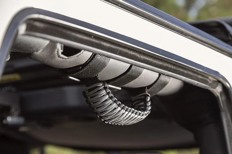 Rugged Ridge Paracord Grab Handles Gray/Black Pair - Side View