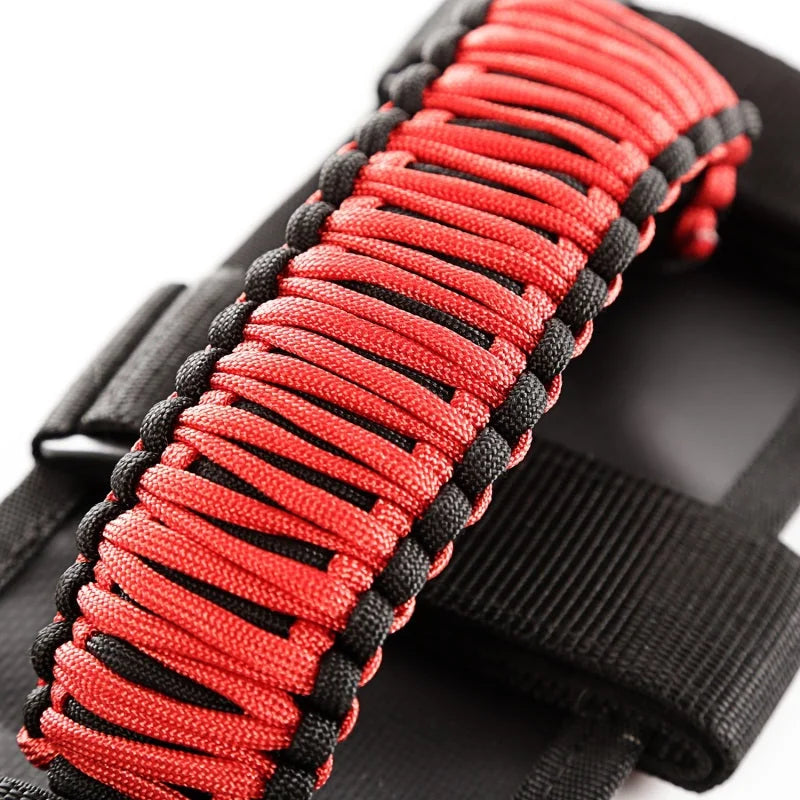 Rugged Ridge Paracord Grab Handles Red/Black Pair - Installation View