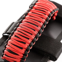 Load image into Gallery viewer, Rugged Ridge Paracord Grab Handles Red/Black Pair - Installation View