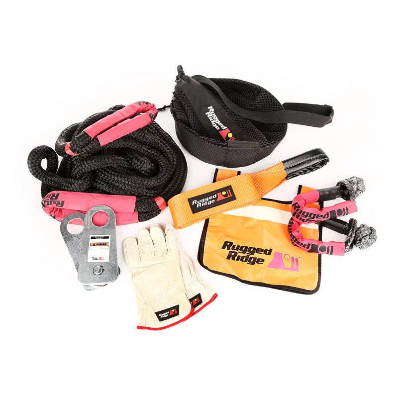 Rugged Ridge Premium Recovery Kit with Mesh Bag - Main Product View