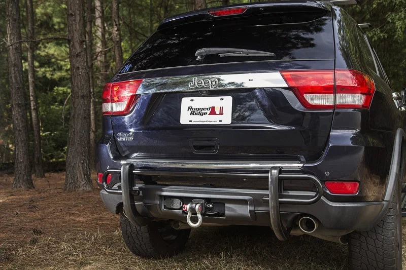 Rugged Ridge Rear Bumper Guard Black. Double Tube 11-18 WK - Side View
