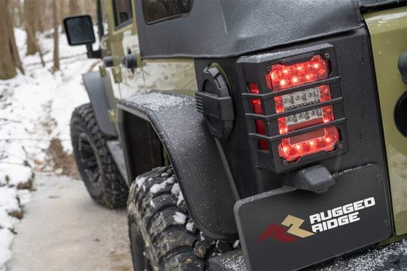 Rugged Ridge Rear Corner Kit Body Armor 4-Door 07-18 Jeep Wrangler JKU - Side View