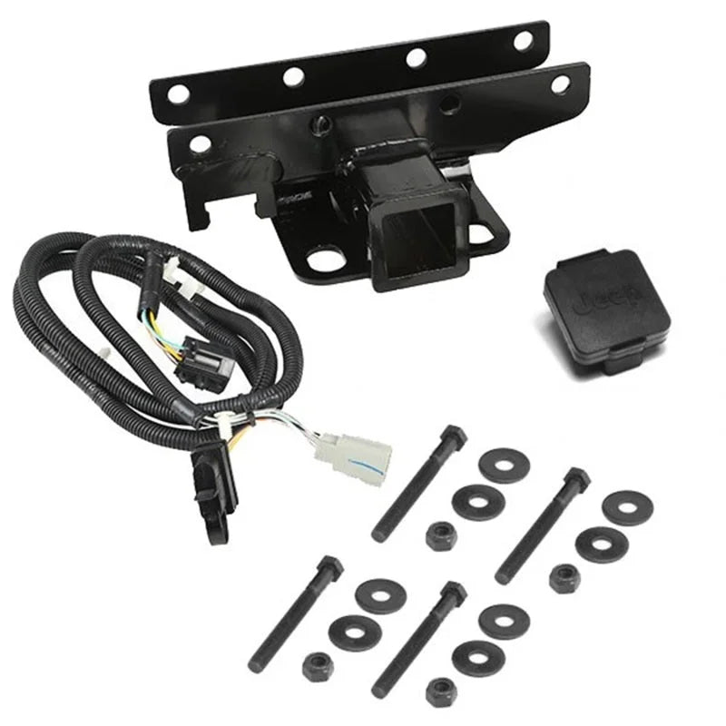 Rugged Ridge Receiver Hitch Kit Jeep Logo 07-18 Jeep Wrangler - Side View