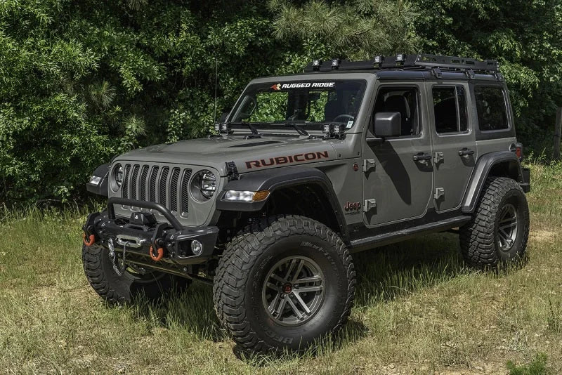 Rugged Ridge Roof Rack with Basket 18-20 Jeep Wrangler JL 4Dr Hardtops - Installation View