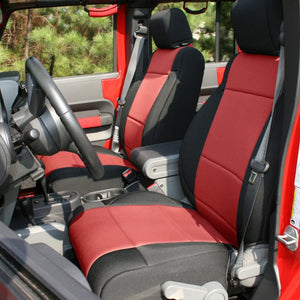 Rugged Ridge Seat Cover Kit Black/Red 11-18 Jeep Wrangler JK 2dr - Main Product View