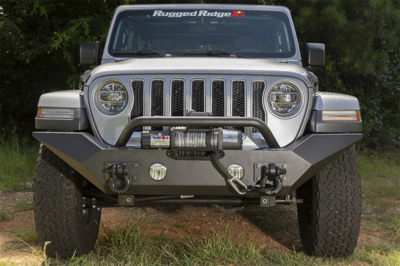 Rugged Ridge Spartan Front Bumper HCE W/Overrider 18-20 Jeep Wrangler JL/JT - Back View