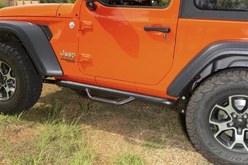 Rugged Ridge Spartan Nerf Bar Textured Black 18-20 Jeep Wrangler JL 2 Door - Installation View
