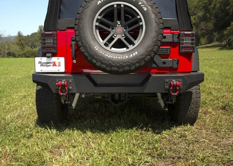 Rugged Ridge Spartan Rear Bumper Full Width 07-18 Jeep Wrangler JK - Back View