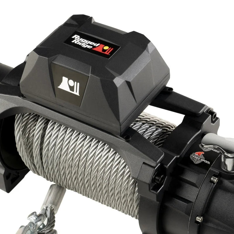 Rugged Ridge Trekker C10 Winch 10000lb Cable Wired - Side View