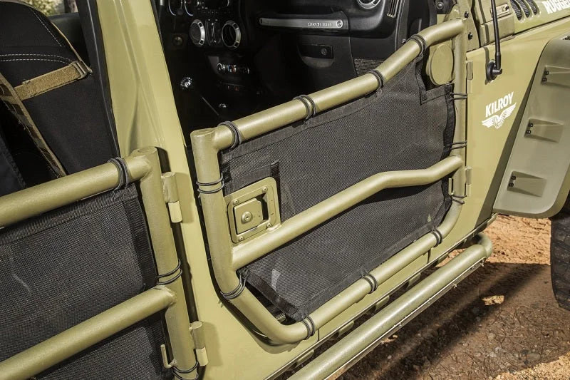 Rugged Ridge Tube Door Covers Front Pair Black 07-18 Jeep Wrangler JK/JKU - Side View