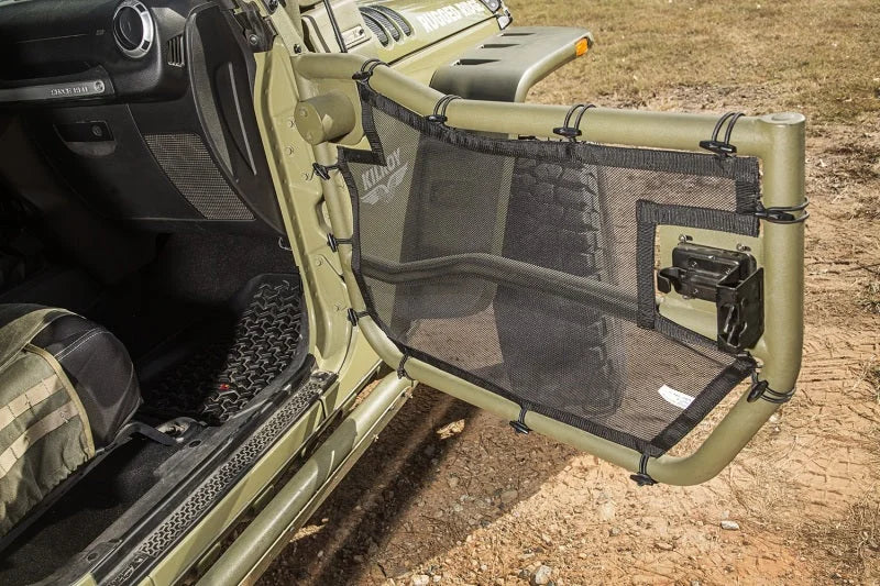 Rugged Ridge Tube Door Covers Front Pair Black 07-18 Jeep Wrangler JK/JKU - Back View