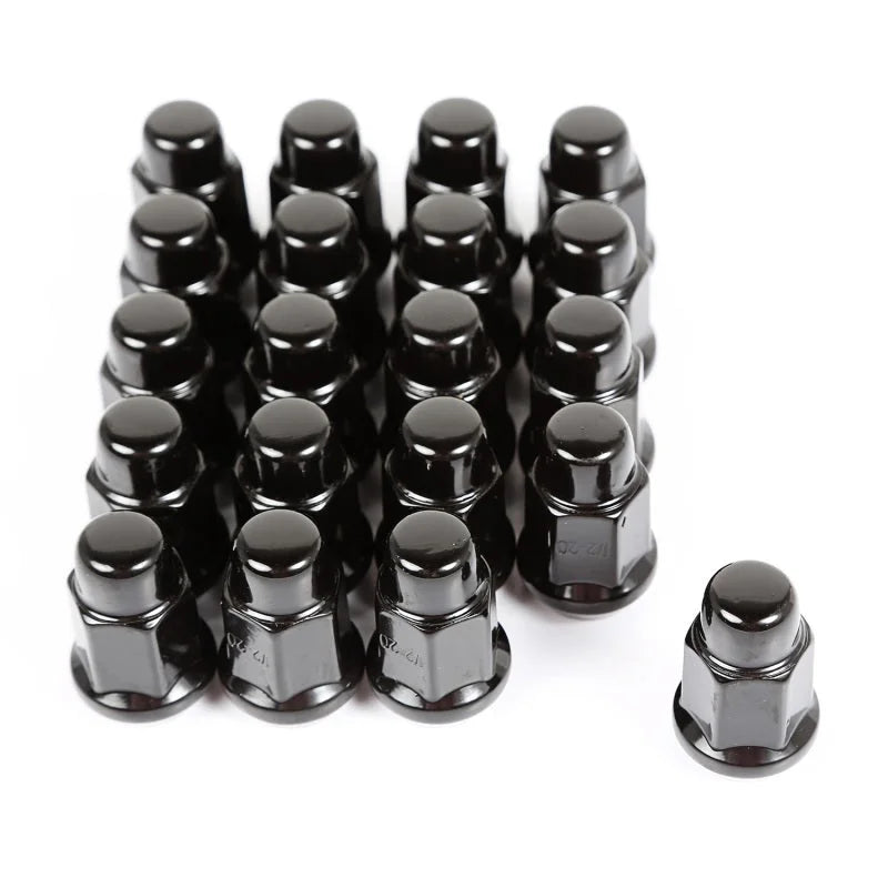 Rugged Ridge Wheel Lug Nut Set of 20 Black 1/2-20 - Side View