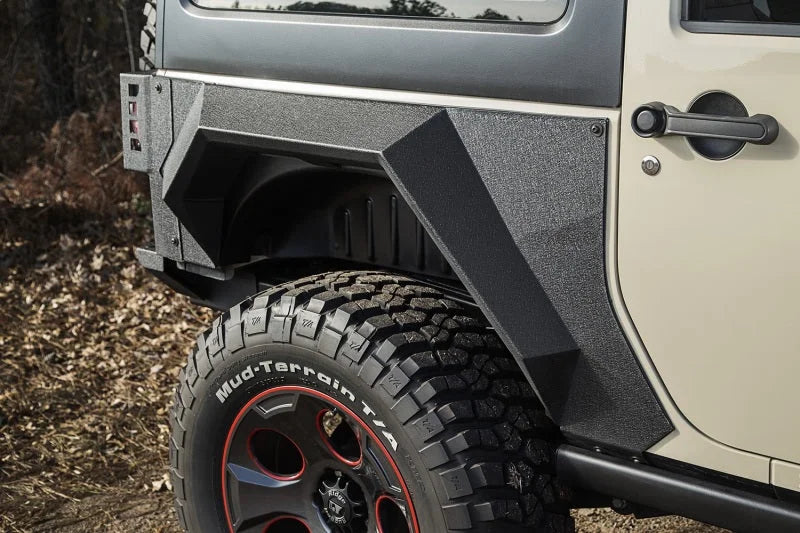 Rugged Ridge XHD Rear Armor Fenders Pair 2 Dr 07-18 Jeep Wrangler JK - Side View