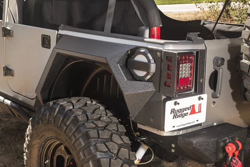 Rugged Ridge XHD Rear Armor Fenders Pair 4 Dr 07-18 Jeep Wrangler JKU - Detail View