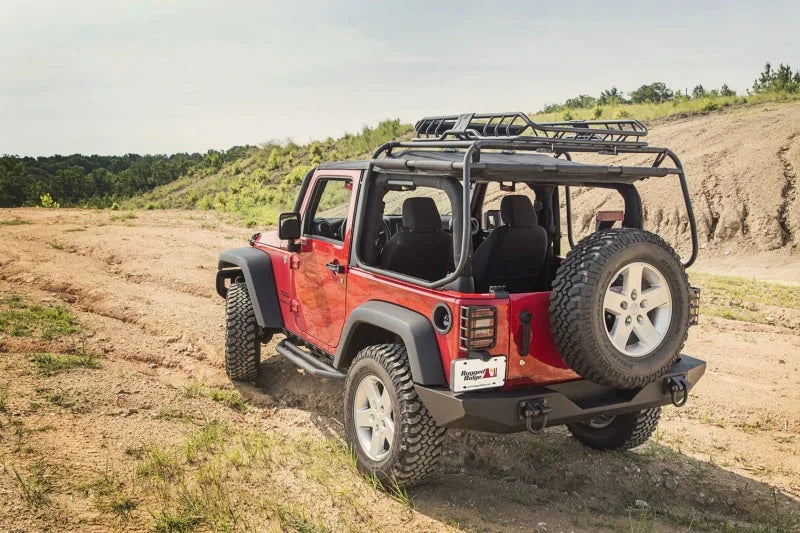 Rugged Ridge XHD Rear Bumper Textured Black 07-18 Jeep Wrangler - Side View