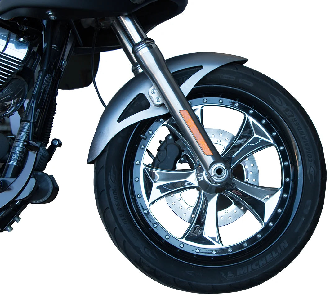 Russ Wernimont Designs Retro Front Fender - For 18"/19" Wheel - 4.75" W - FXD/XL/Dyna RWD-50229 - Installation View