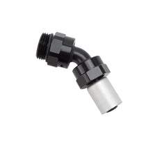Load image into Gallery viewer, Russell Hose End Crimp On 10 Sae Port Male To -8 Hose 45 Deg Swivel Blk Anodized - Side View