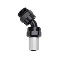 Load image into Gallery viewer, Russell Hose End Crimp On 10 Sae Port Male To -8 Hose 45 Deg Swivel Blk Anodized - Detail View