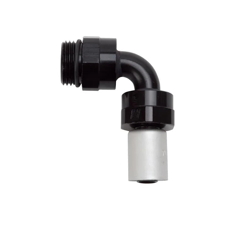 Russell Hose End Crimp On 10 Sae Port Male To -8 Hose 90 Deg Swivel Blk Anodized - Side View