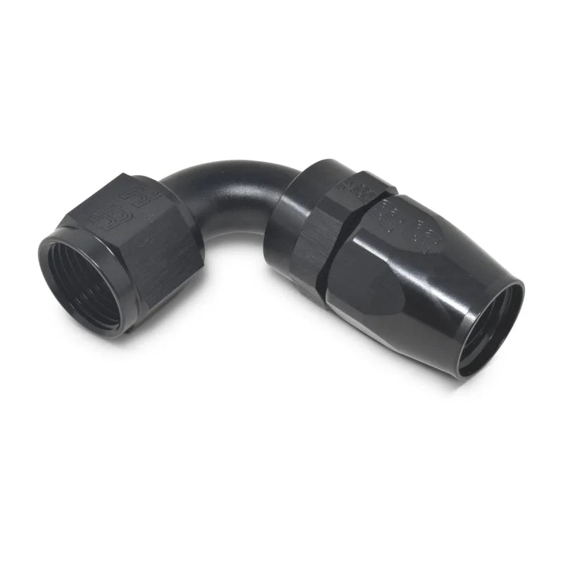 Russell Performance -10 AN Black 90 Degree Full Flow Hose End - Back View