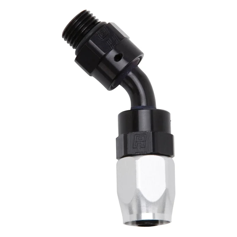 Russell Performance -10 AN Black Male SAE Port to -8 Hose 90 Degree (-10 Port 7/8in-14 Thread) - Side View
