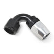Load image into Gallery viewer, Russell Performance -10 AN Black/Silver 120 Degree Tight Radius Full Flow Swivel Hose End - Additional View 7
