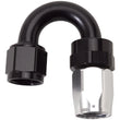 Load image into Gallery viewer, Russell Performance -10 AN Black/Silver 180 Degree Tight Radius Full Flow Swivel Hose End - Main Product View