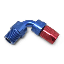 Load image into Gallery viewer, Russell Performance -10 AN Red/Blue 90 Deg Full Flow Swivel Pipe Thread Hose End (With 1/2in NPT) - Additional View 9
