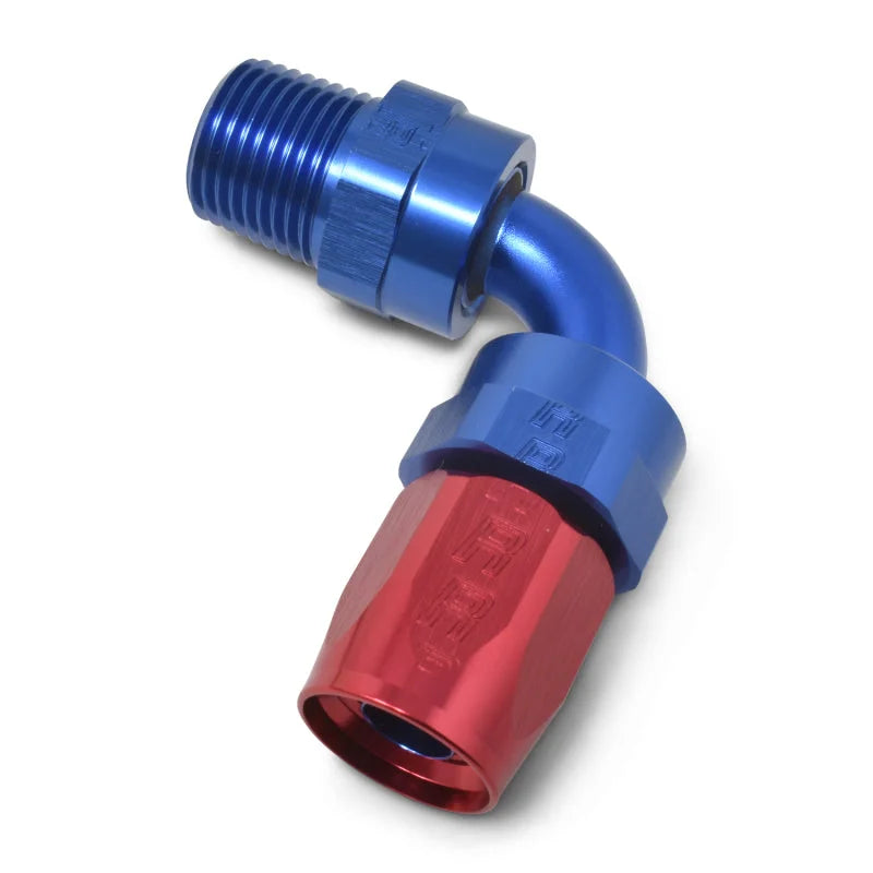 Russell Performance -10 AN Red/Blue 90 Deg Full Flow Swivel Pipe Thread Hose End (With 3/8in NPT) - Additional View 7