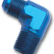 Load image into Gallery viewer, Russell Performance -10 AN to 1/2in NPT 90 Degree Flare to Pipe Adapter (Blue) - Back View
