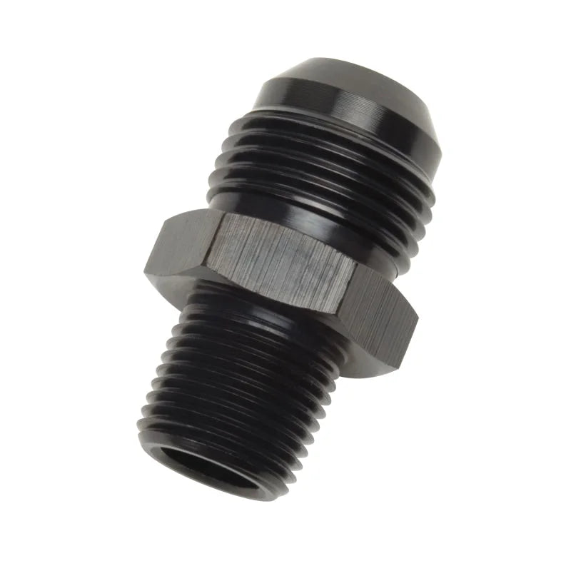 Russell Performance -10 AN to 3/8in NPT Straight Flare to Pipe (Black) - Back View