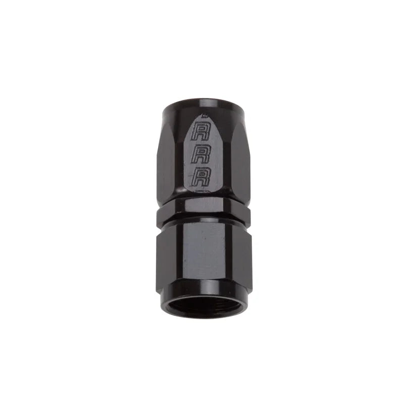 Russell Performance -12 AN Black Straight Full Flow Hose End - Side View
