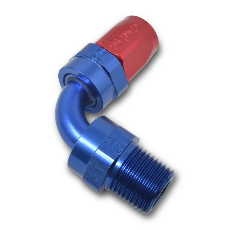 Russell Performance -12 AN Red/Blue 90 Deg Full Flow Swivel Pipe Thread Hose End (With 1/2in NPT) - Additional View 9