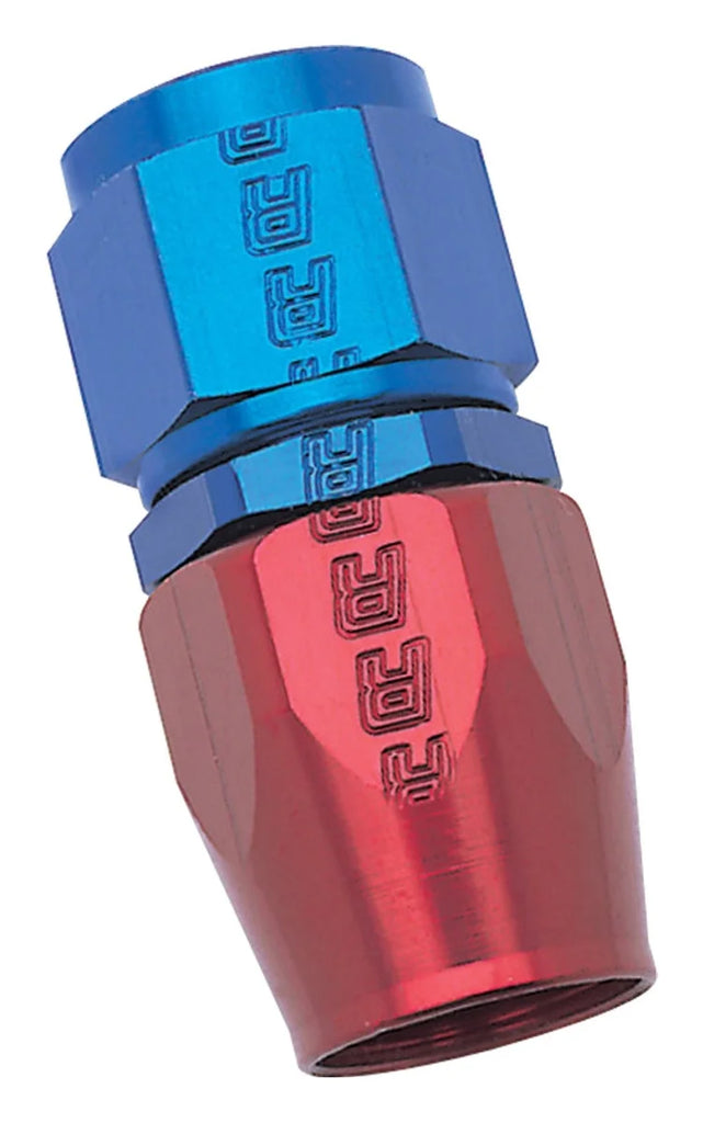 Russell Performance -12 AN Red/Blue Straight Full Flow Hose End - Back View