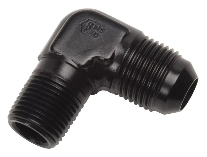 Russell Performance -12 AN to 1/2in NPT 90 Degree Flare to Pipe Adapter (Black) - Main Product View