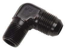 Load image into Gallery viewer, Russell Performance -12 AN to 1/2in NPT 90 Degree Flare to Pipe Adapter (Black) - Main Product View