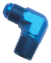 Load image into Gallery viewer, Russell Performance -12 AN to 1/2in NPT 90 Degree Flare to Pipe Adapter (Blue) - Installation View