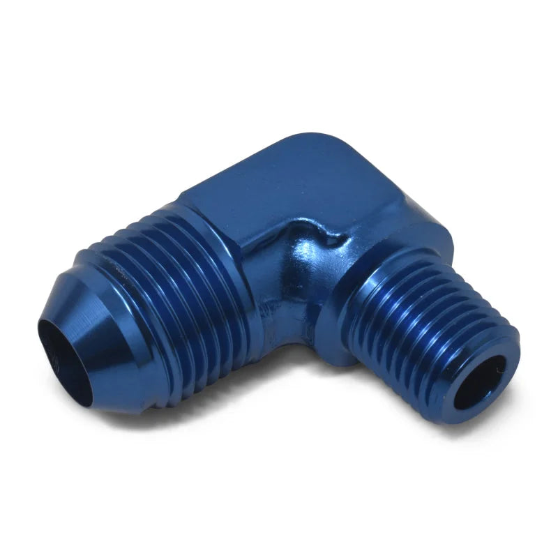 Russell Performance -12 AN to 1/2in NPT 90 Degree Flare to Pipe Adapter (Blue) - Additional View 9
