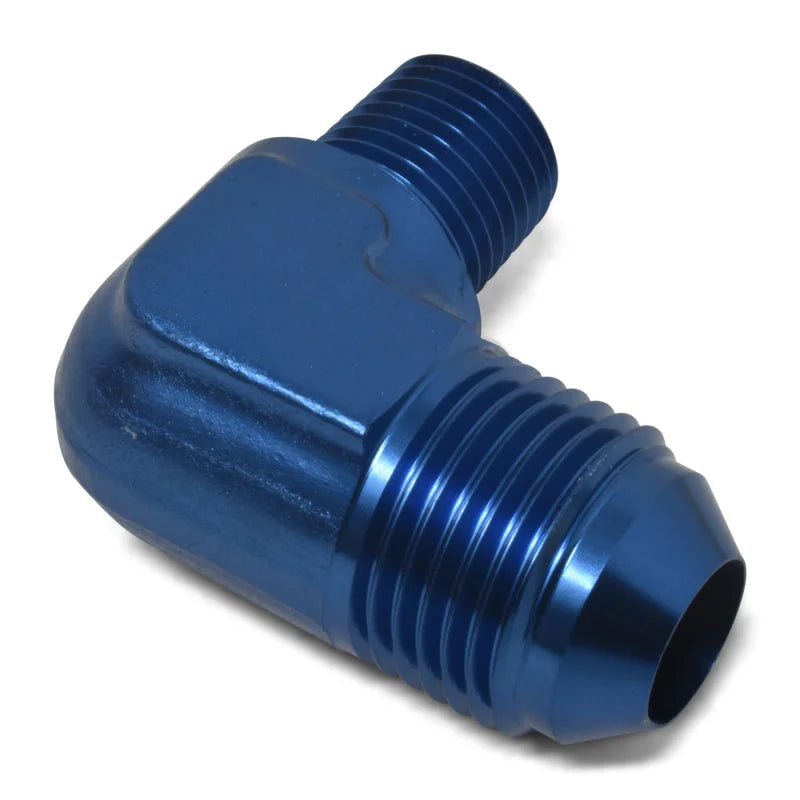 Russell Performance -12 AN to 3/4in NPT 90 Degree Flare to Pipe Adapter (Blue) - Additional View 9