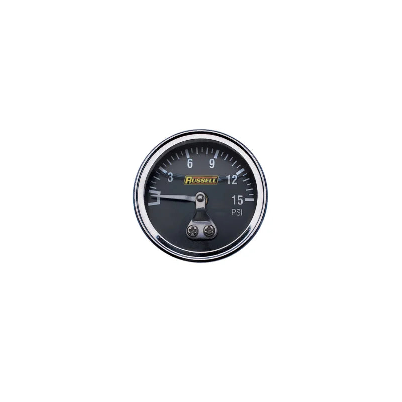 Russell Performance 15 psi fuel pressure gauge (Liquid-filled) - Side View
