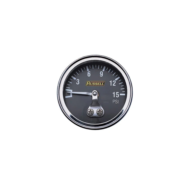 Russell Performance 15 psi fuel pressure gauge (Non liquid-filled) - Side View