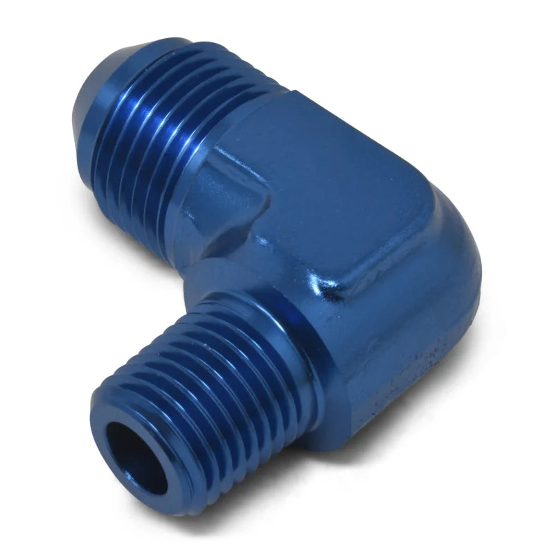 Russell Performance -16 AN to 1in NPT 90 Degree Flare to Pipe Adapter (Blue) - Additional View 9