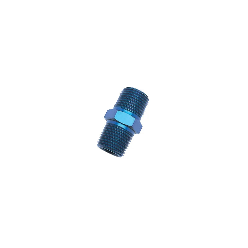 Russell Performance 1/8in Male Pipe Nipple (Blue) - Side View
