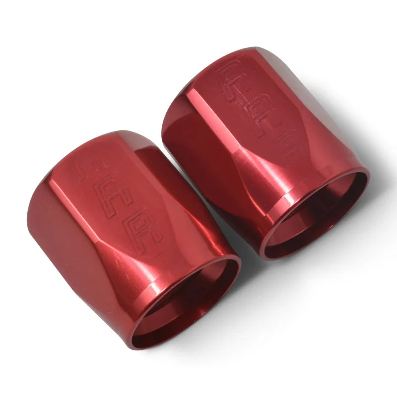 Russell Performance 2-Piece -6 AN Full Flow Swivel Hose End Sockets (Qty 2) - Polished and Red - Back View