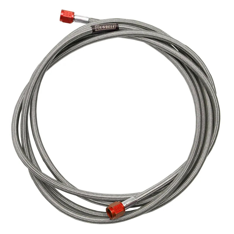 Russell Performance -3 AN 4-foot 90 Degree to Straight Pre-Made Nitrous and Fuel Line - Side View